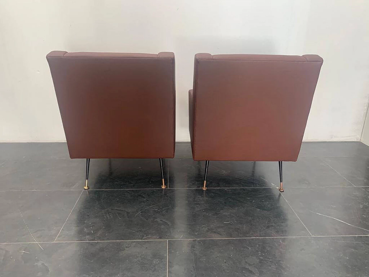 Pair of leatherette armchairs, 1950s 1308288