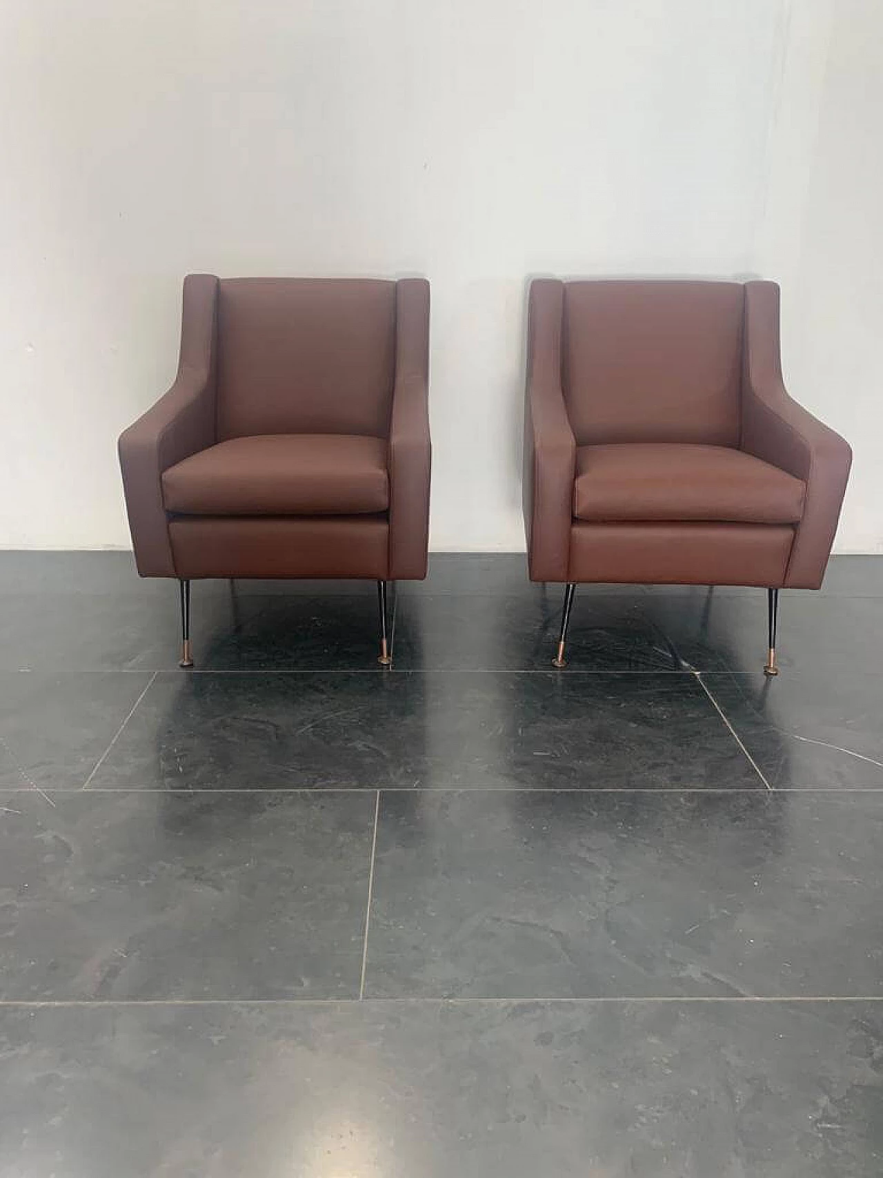 Pair of leatherette armchairs, 1950s 1308289