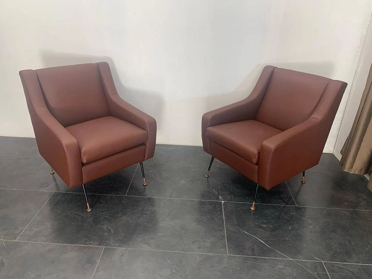 Pair of leatherette armchairs, 1950s 1308292