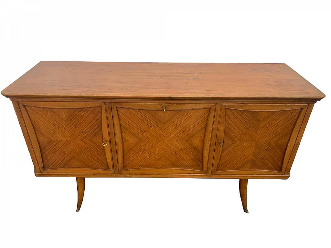 Sideboard in olive and cherry wood, with brass details, 1940s 1308470
