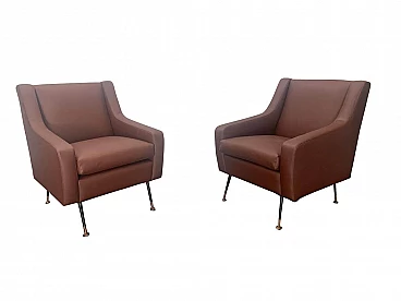 Pair of leatherette armchairs, 1950s