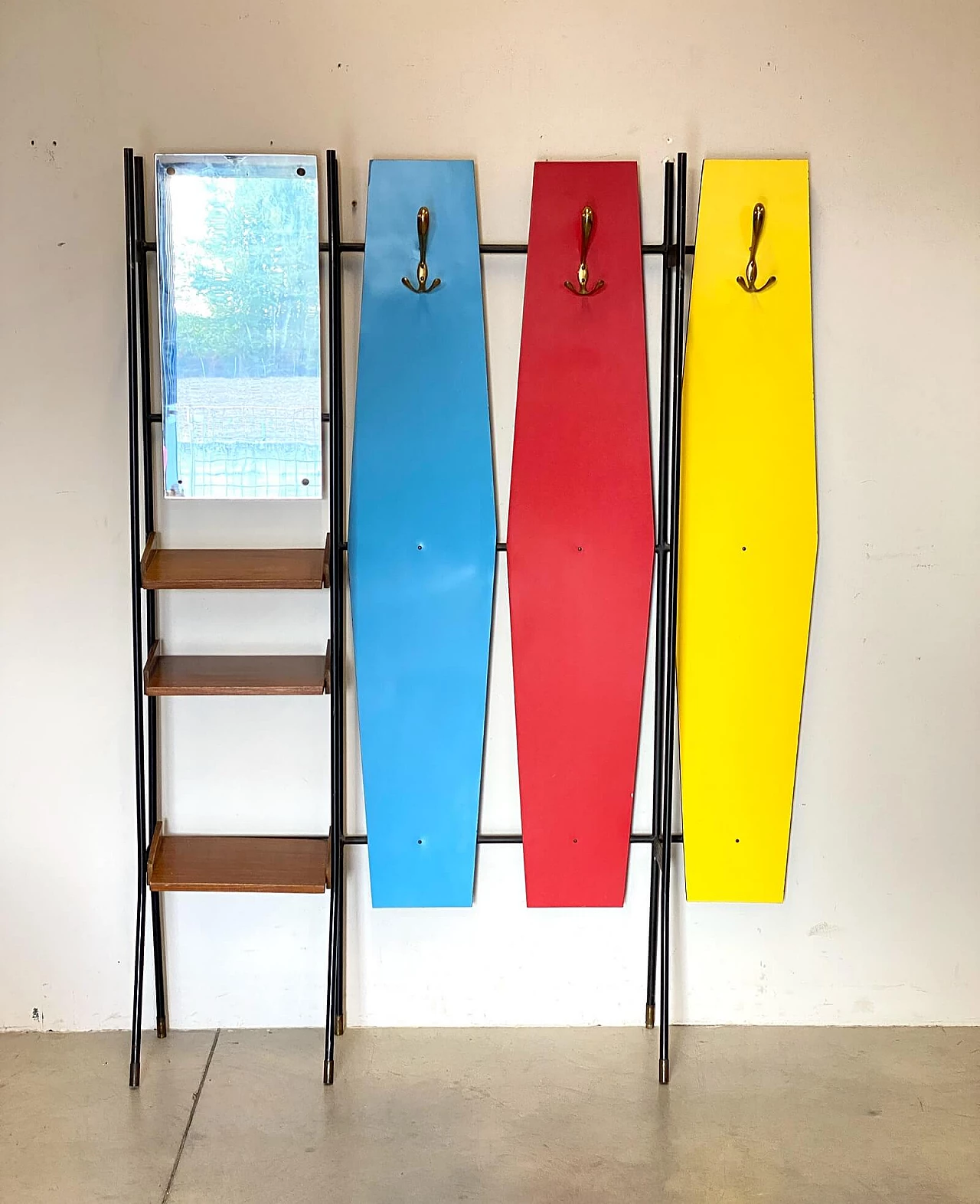 Colored hallway coat rack with mirror, 60s 1308526