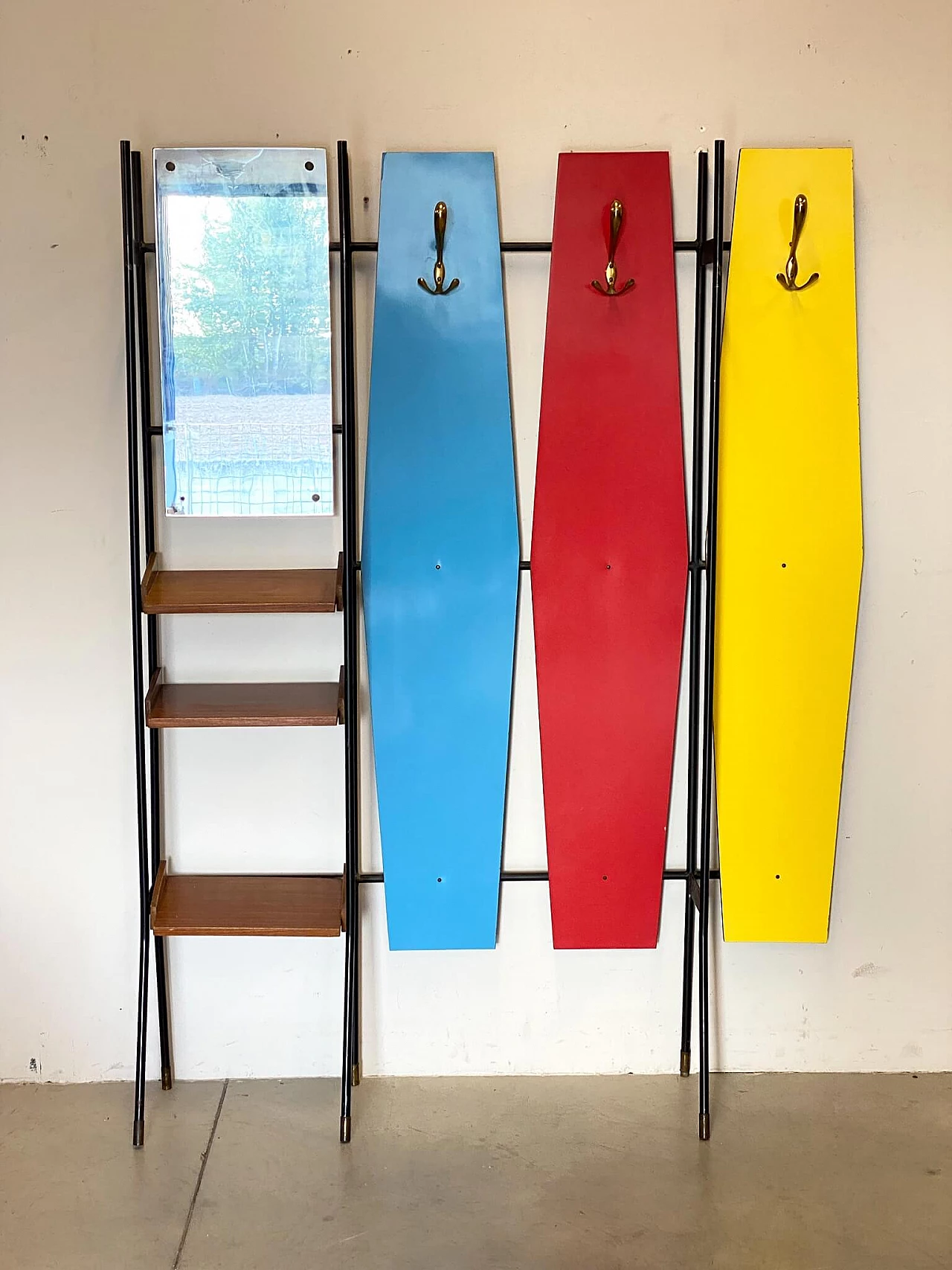 Colored hallway coat rack with mirror, 60s 1308537