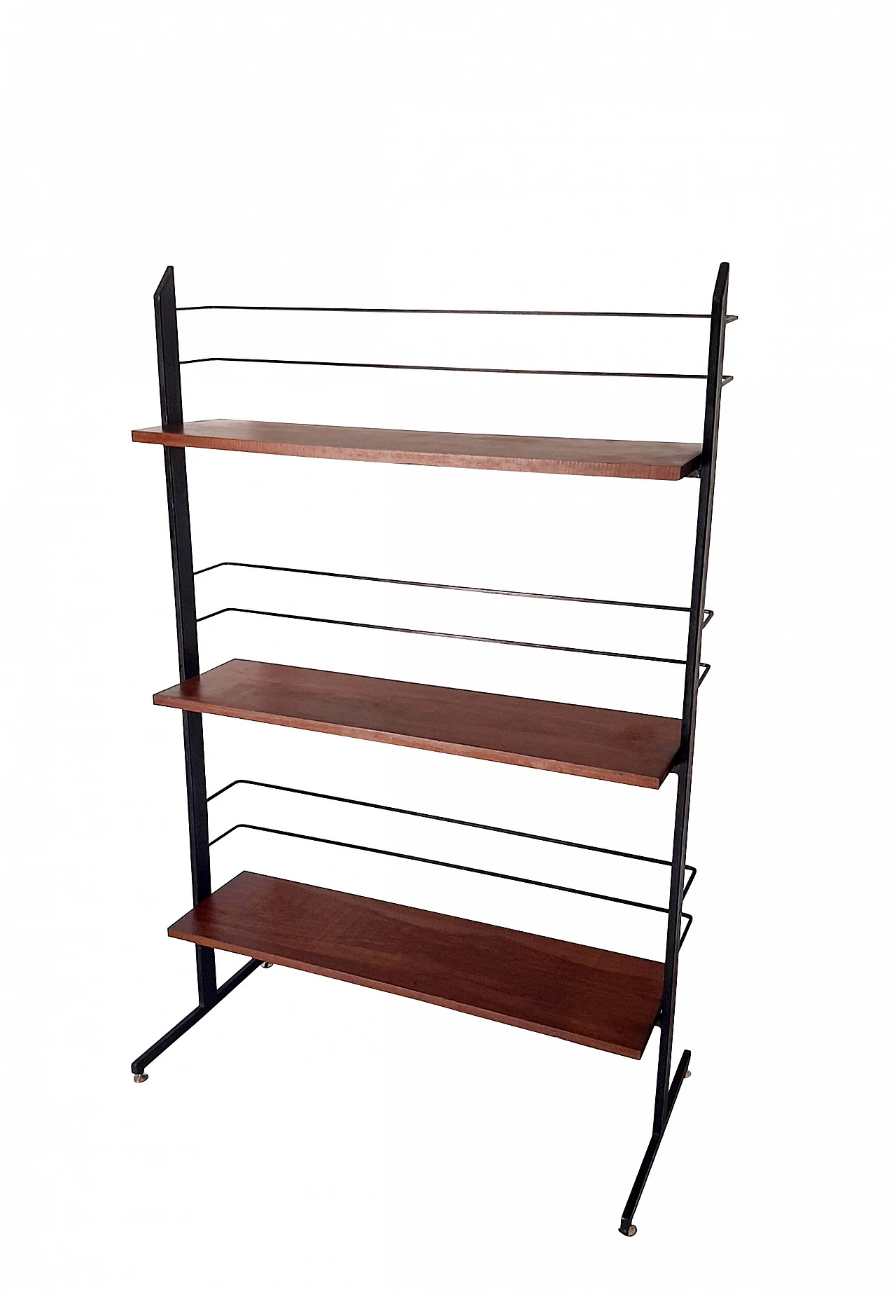 Libreria con mensole in legno e struttura in metallo, anni '60 1308560