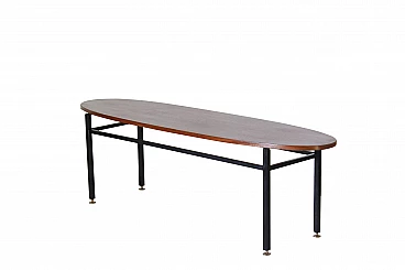 Scandinavian oval teak coffee table, 1950s