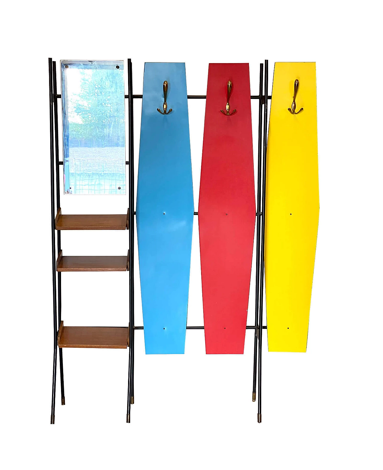 Colored hallway coat rack with mirror, 60s 1308729