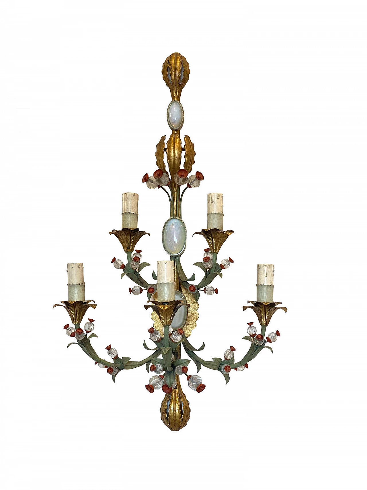 Lacquered and gilded metal 5-light wall lamp, 1960s 1308735