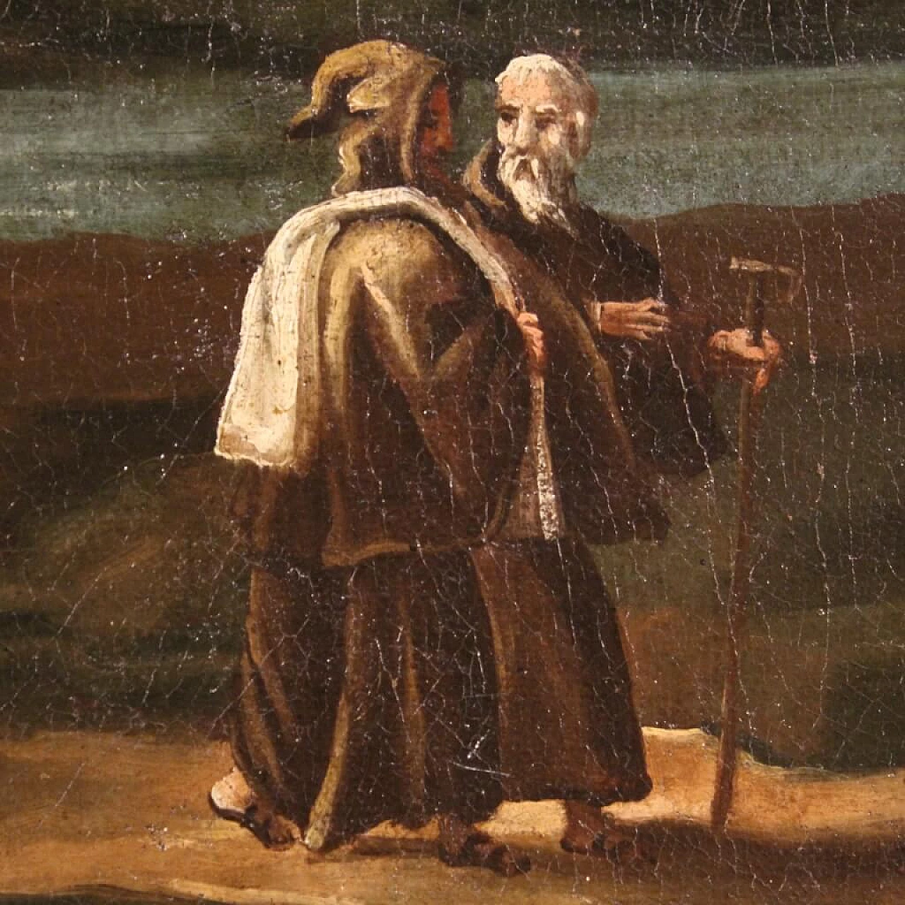 Paesaggio con figure, dipinto olio su tela, '700 1309138