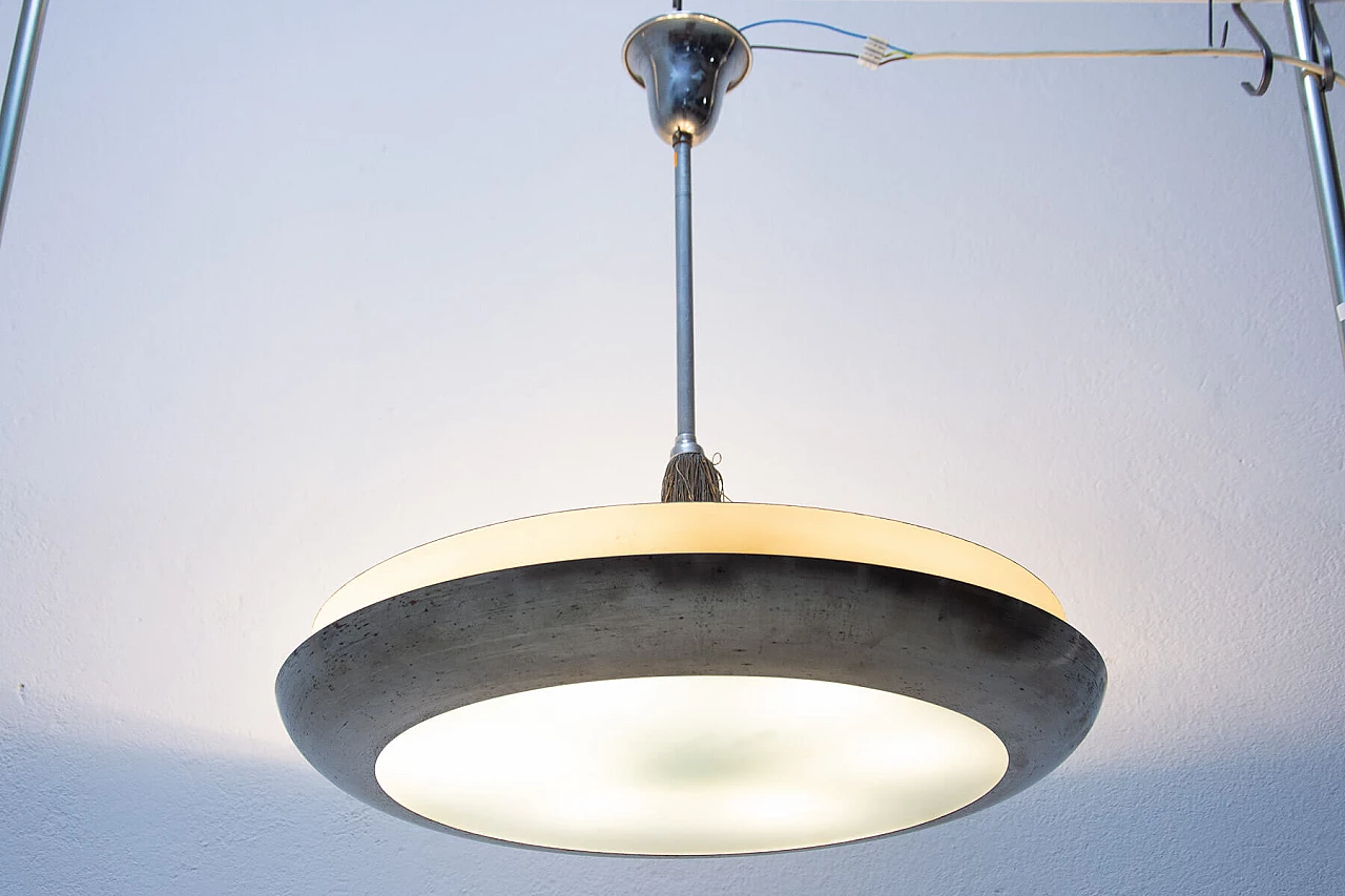 Chandelier with central frosted glass disc by Vladimír Havel, 1950s 1309370