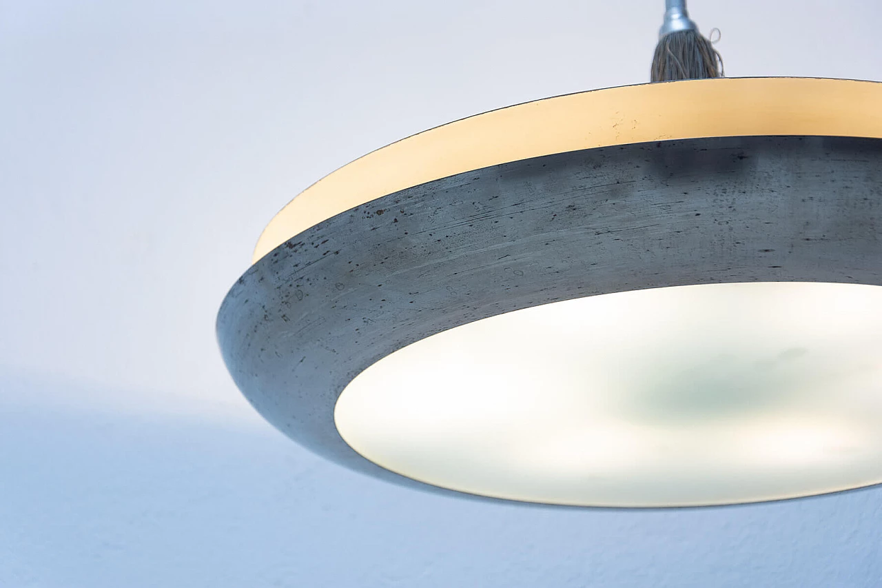Chandelier with central frosted glass disc by Vladimír Havel, 1950s 1309371