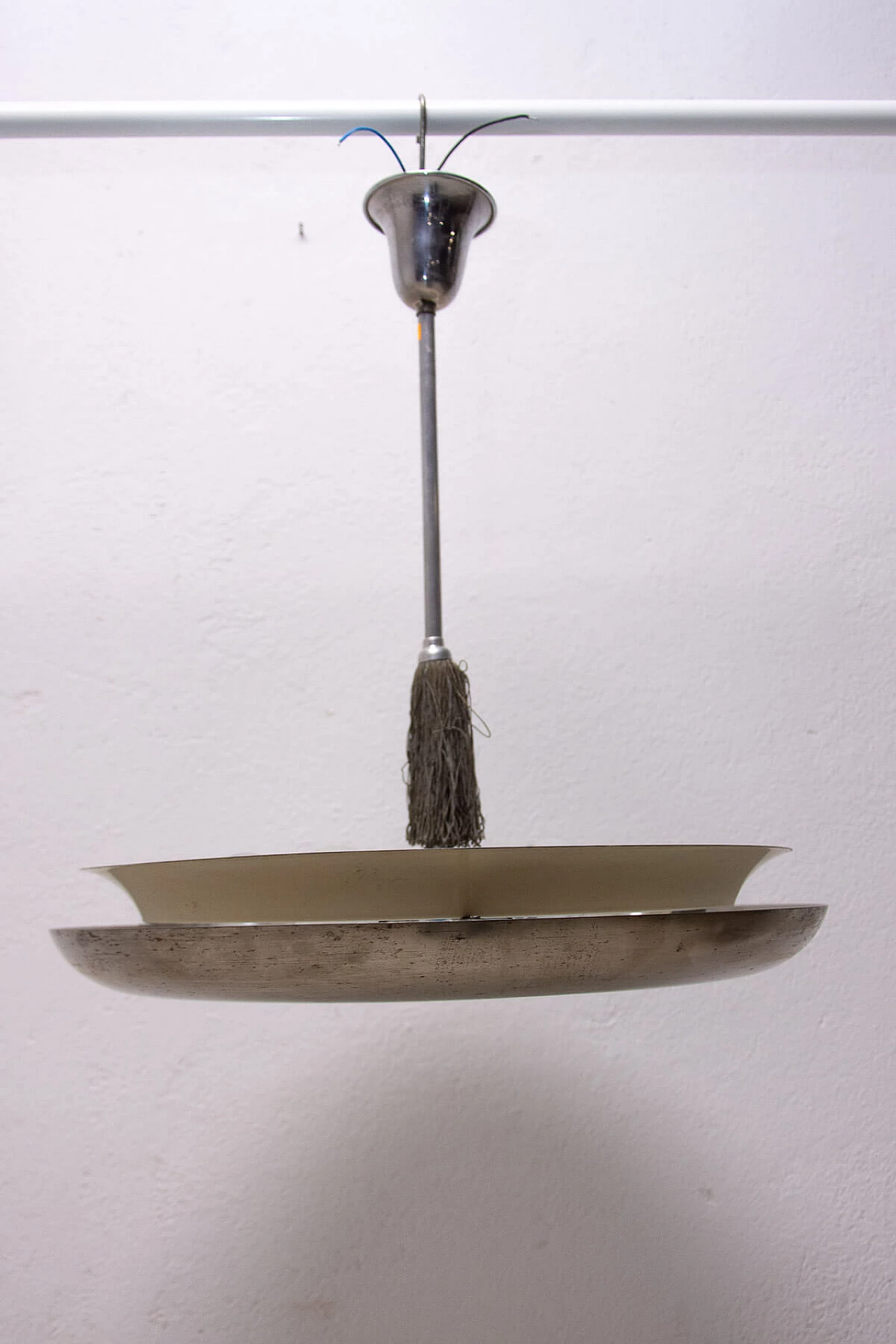 Chandelier with central frosted glass disc by Vladimír Havel, 1950s 1309374