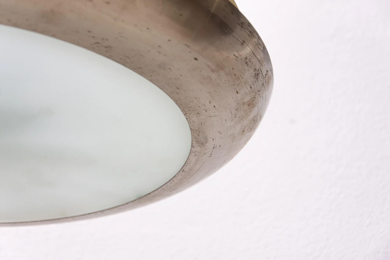 Chandelier with central frosted glass disc by Vladimír Havel, 1950s 1309376