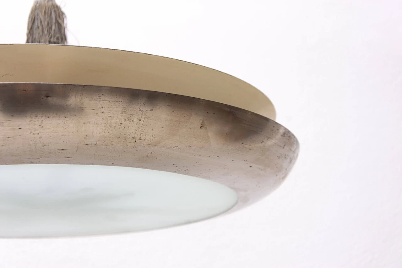 Chandelier with central frosted glass disc by Vladimír Havel, 1950s 1309377