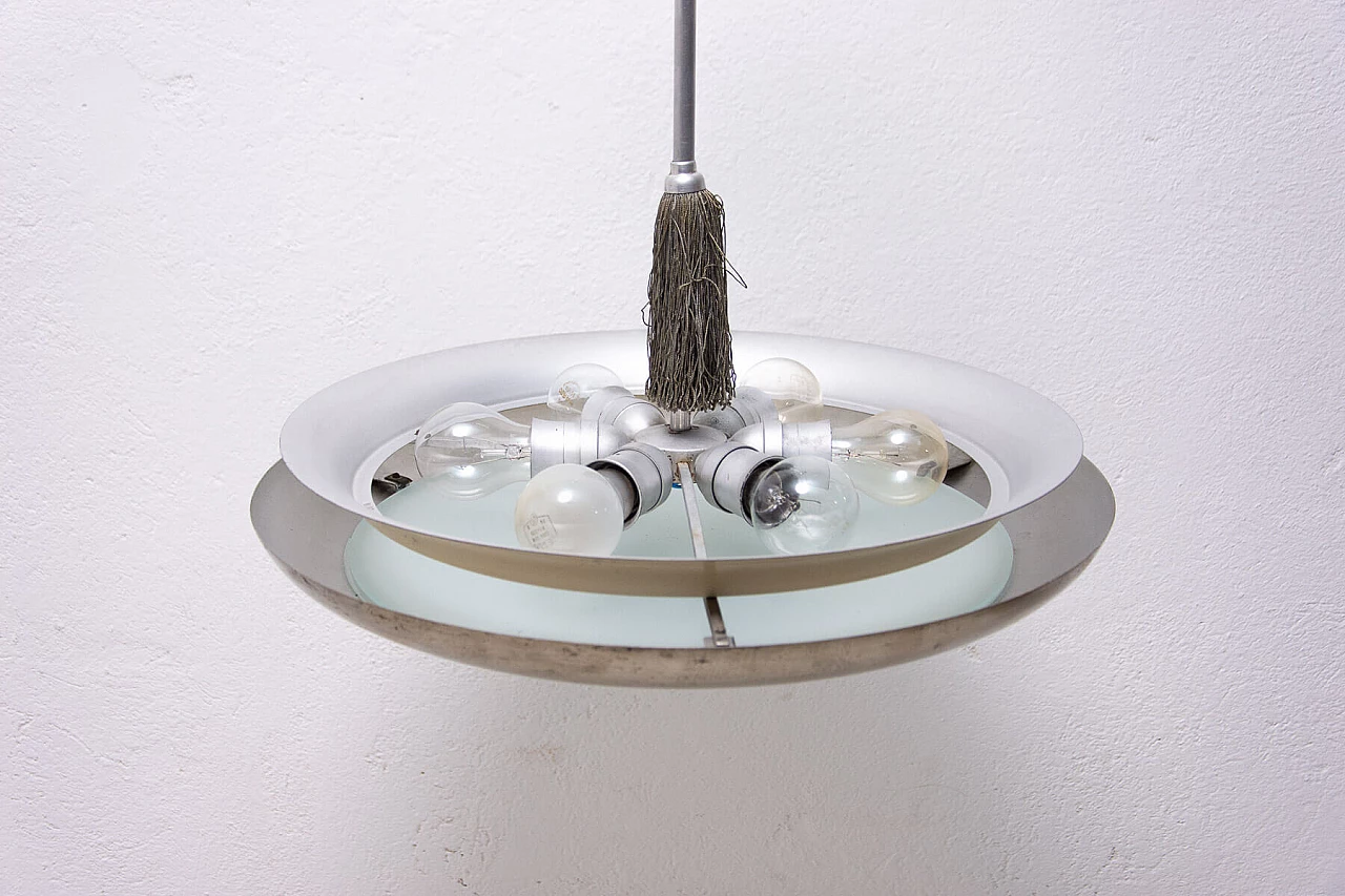 Chandelier with central frosted glass disc by Vladimír Havel, 1950s 1309379