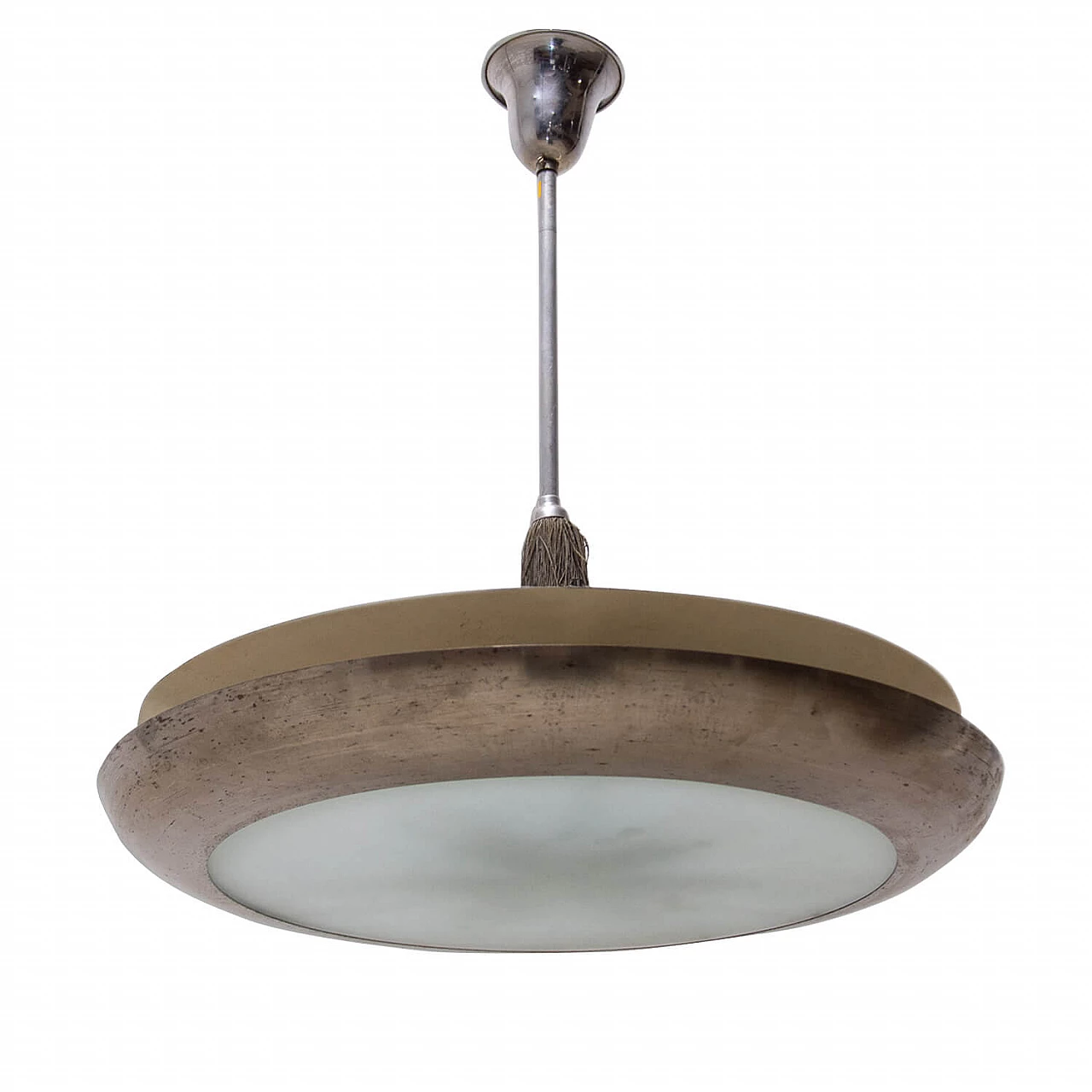 Chandelier with central frosted glass disc by Vladimír Havel, 1950s 1309447
