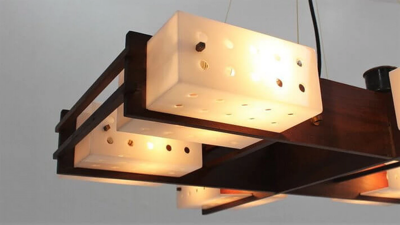 Lampadario in teak e plexiglass di Esperia, anni '60 1309593