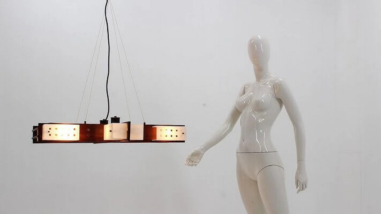 Lampadario in teak e plexiglass di Esperia, anni '60 1309594