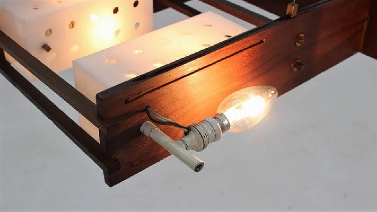 Lampadario in teak e plexiglass di Esperia, anni '60 1309595