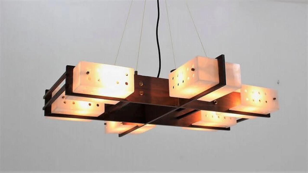 Lampadario in teak e plexiglass di Esperia, anni '60 1309596