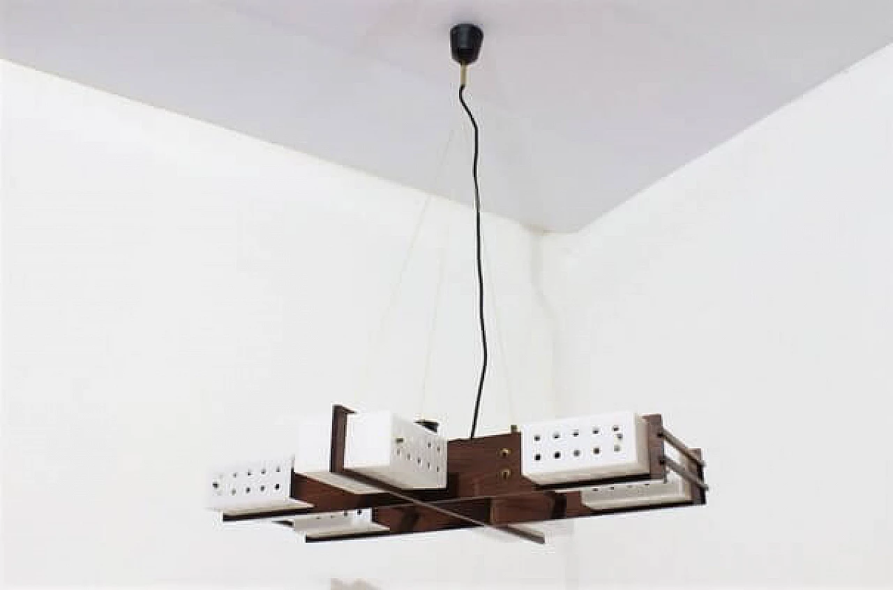 Lampadario in teak e plexiglass di Esperia, anni '60 1309599