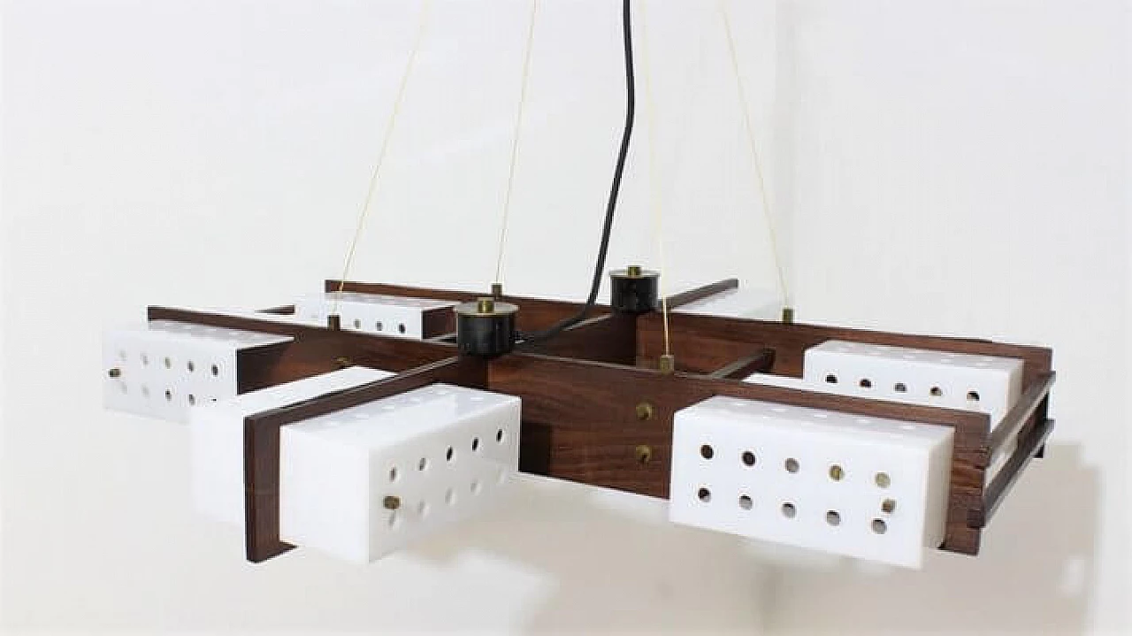 Lampadario in teak e plexiglass di Esperia, anni '60 1309600