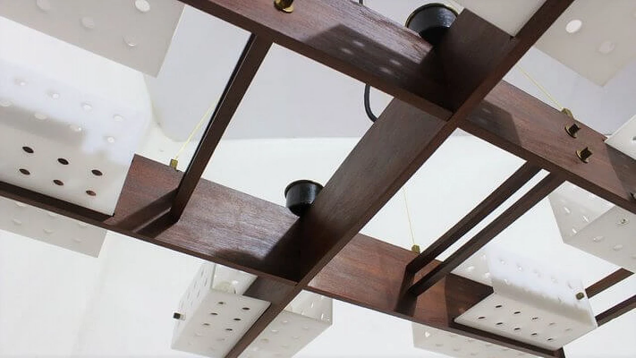 Lampadario in teak e plexiglass di Esperia, anni '60 1309601