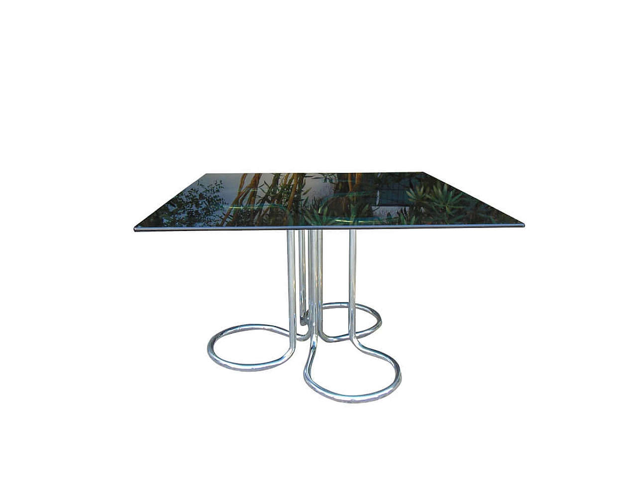 Table in tubular steel and smoked glass by Giotto Stoppino, 1970s 1309685