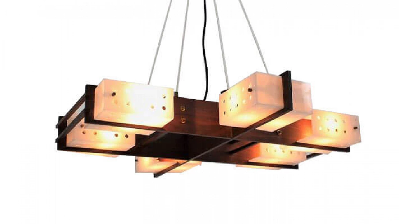 Lampadario in teak e plexiglass di Esperia, anni '60 1309693