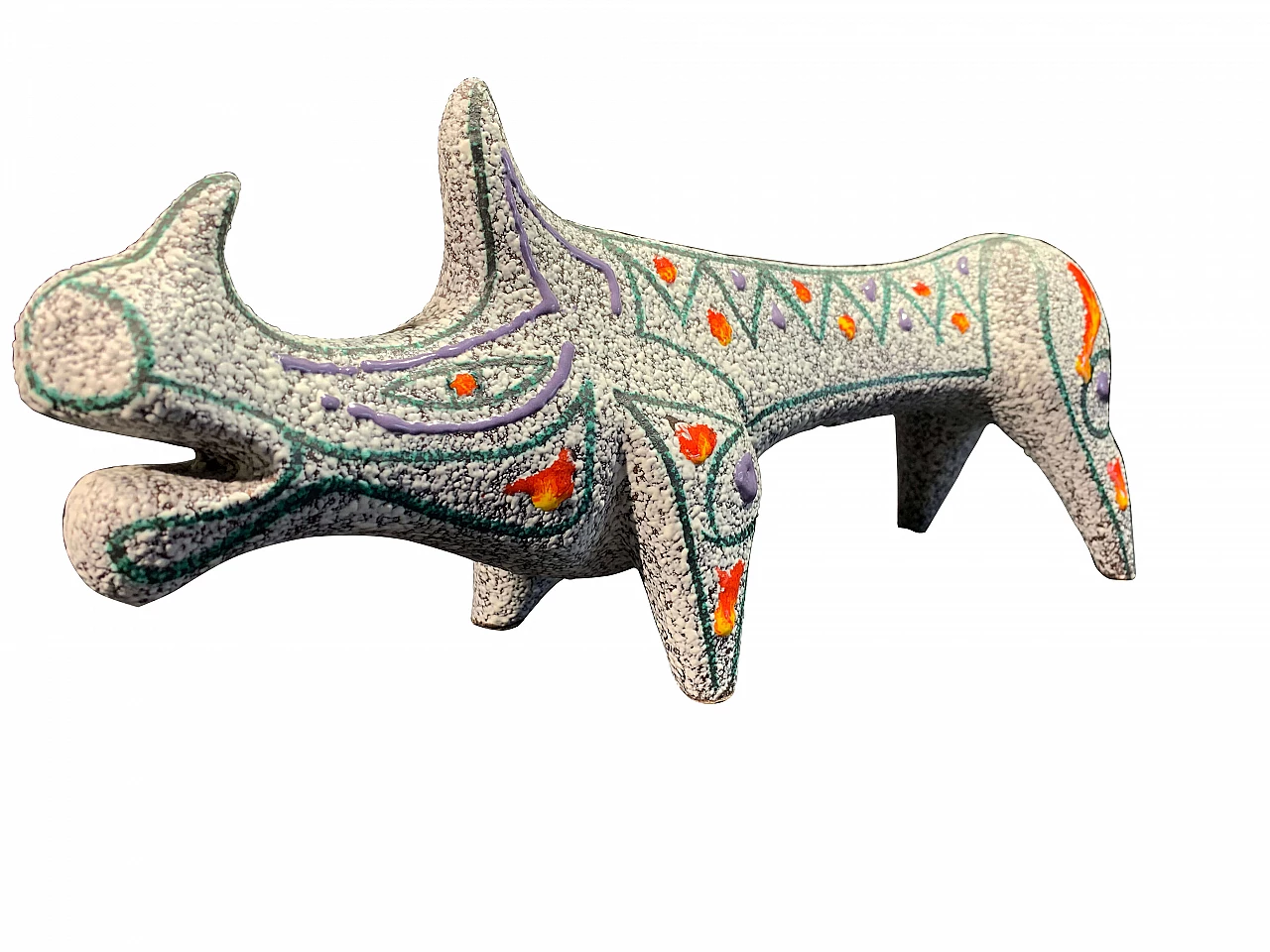 Rinoceronte in ceramica di Roberto Rigon, anni '70 1309783