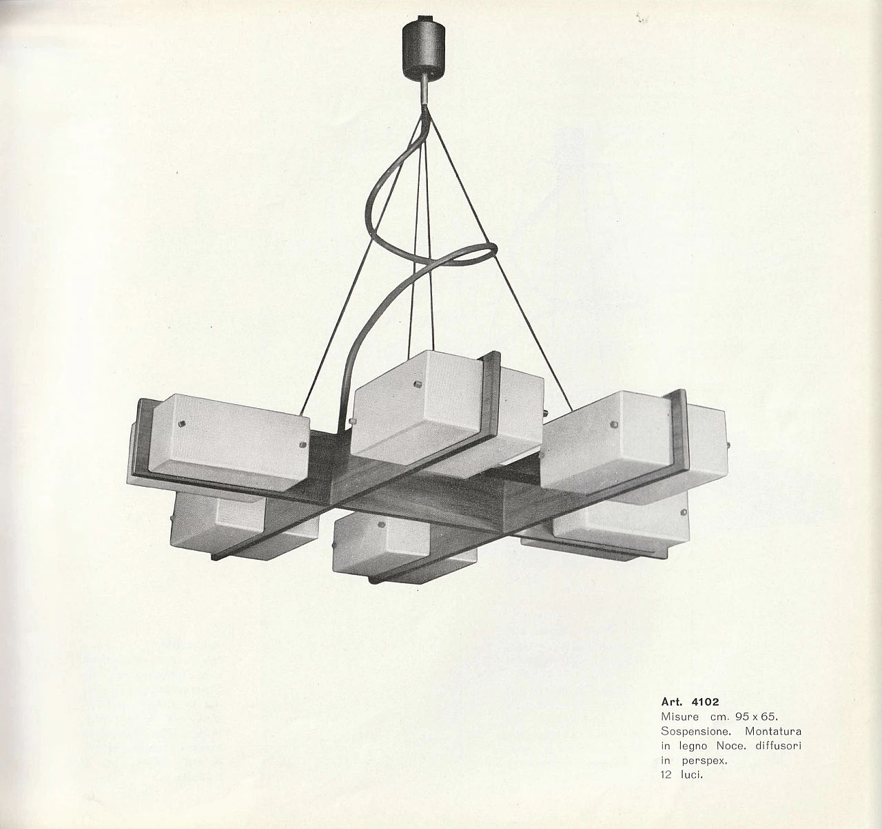 Lampadario in teak e plexiglass di Esperia, anni '60 1309843