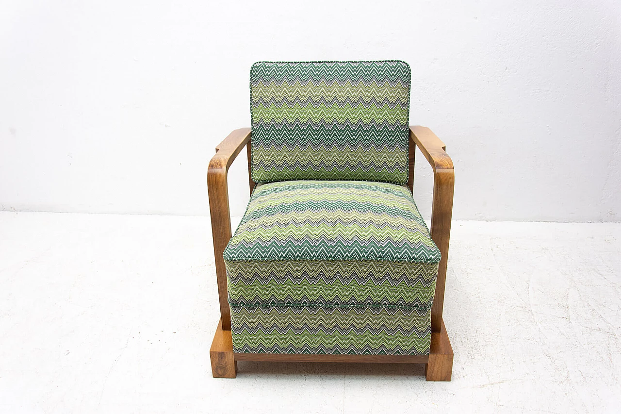 Poltrona Art Deco in noce, Boemia, anni '30 1310111