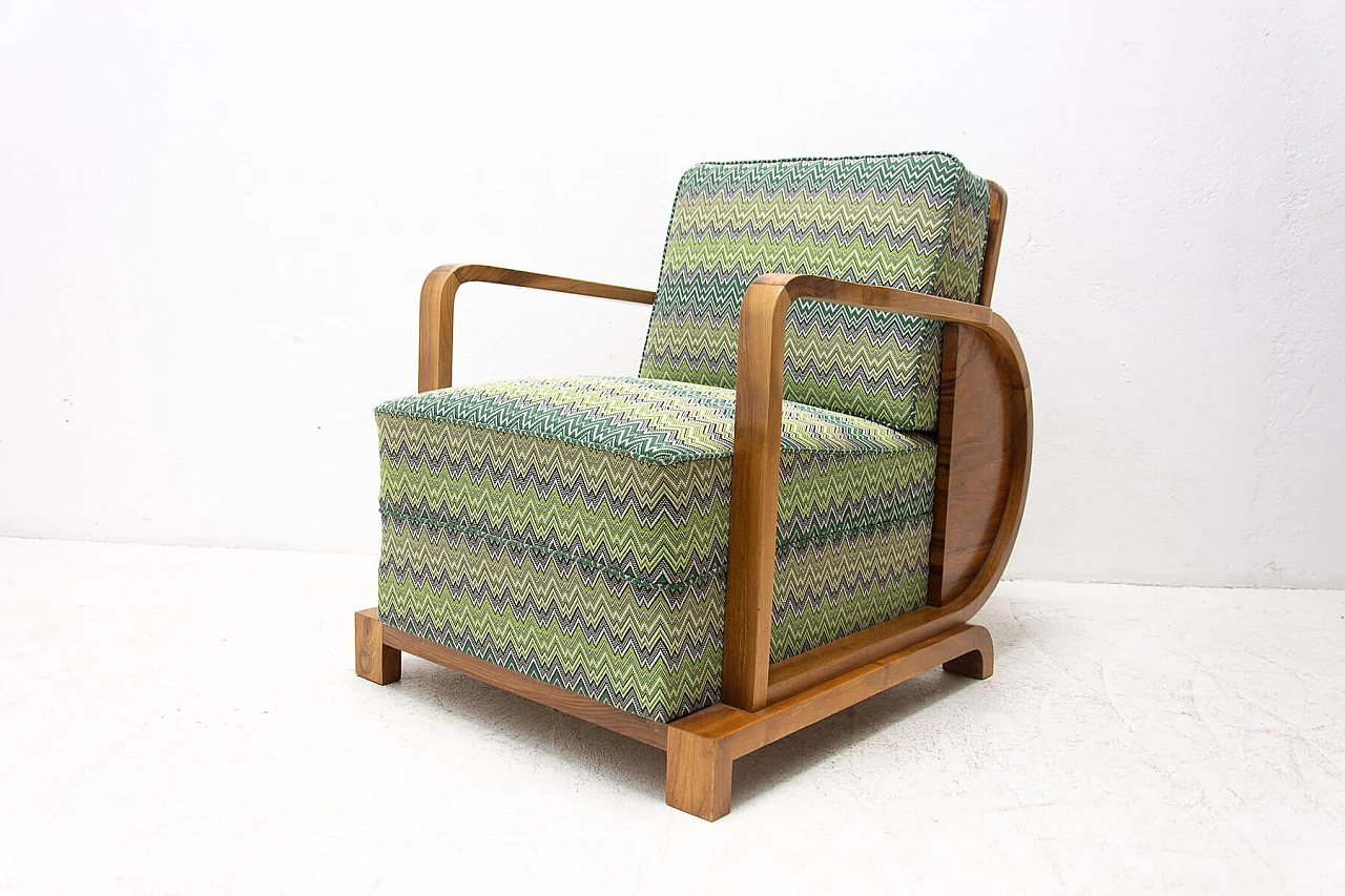 Poltrona Art Deco in noce, Boemia, anni '30 1310115