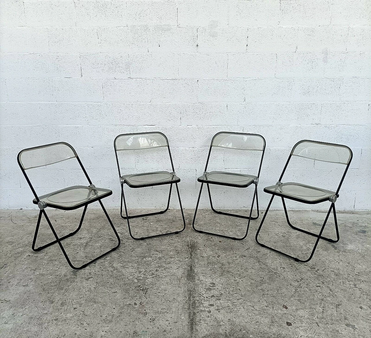 4 Plia folding chairs in metal and plastic by Giancarlo Piretti for Anonima Castelli, 70s 1310138