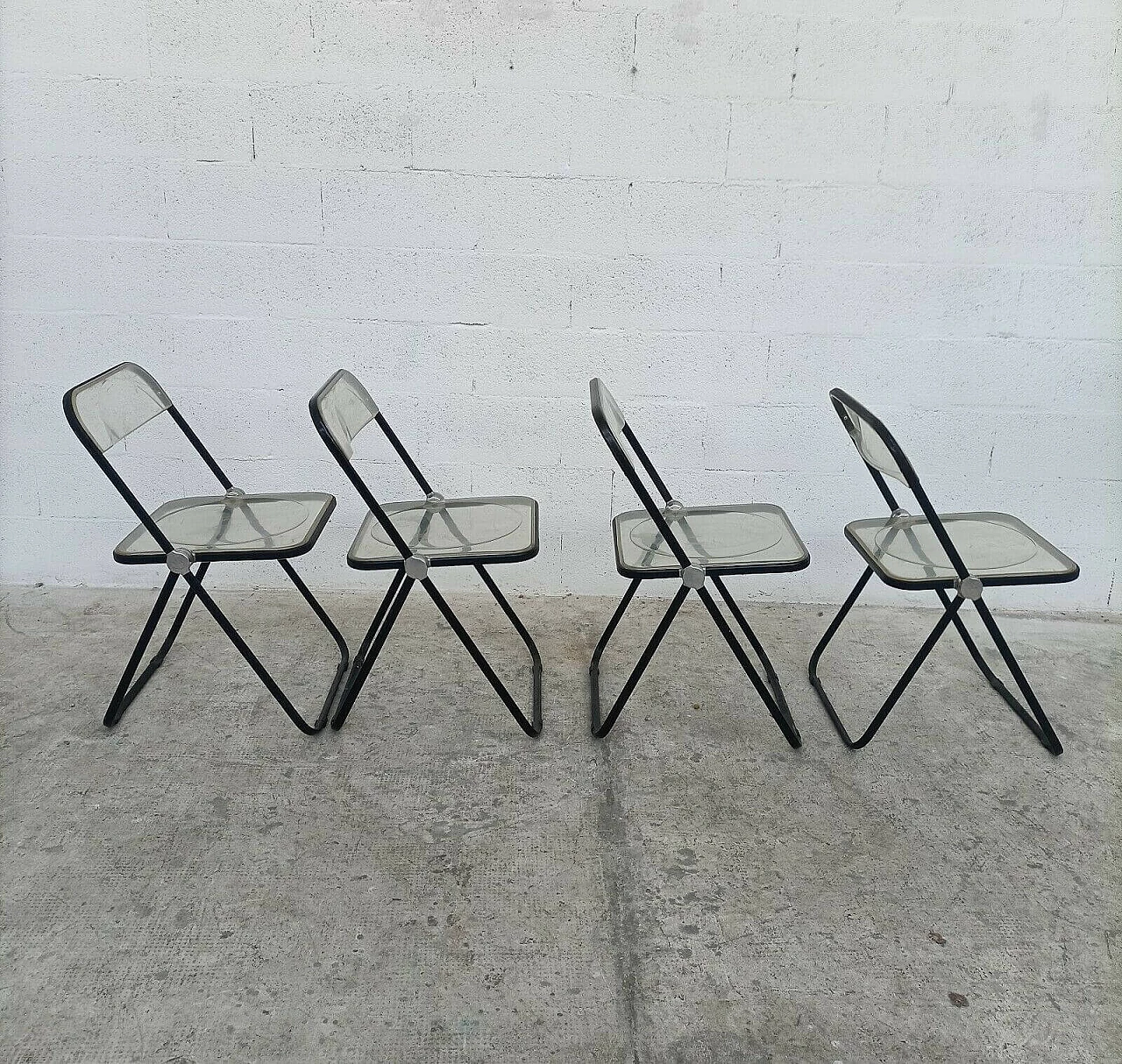 4 Plia folding chairs in metal and plastic by Giancarlo Piretti for Anonima Castelli, 70s 1310139