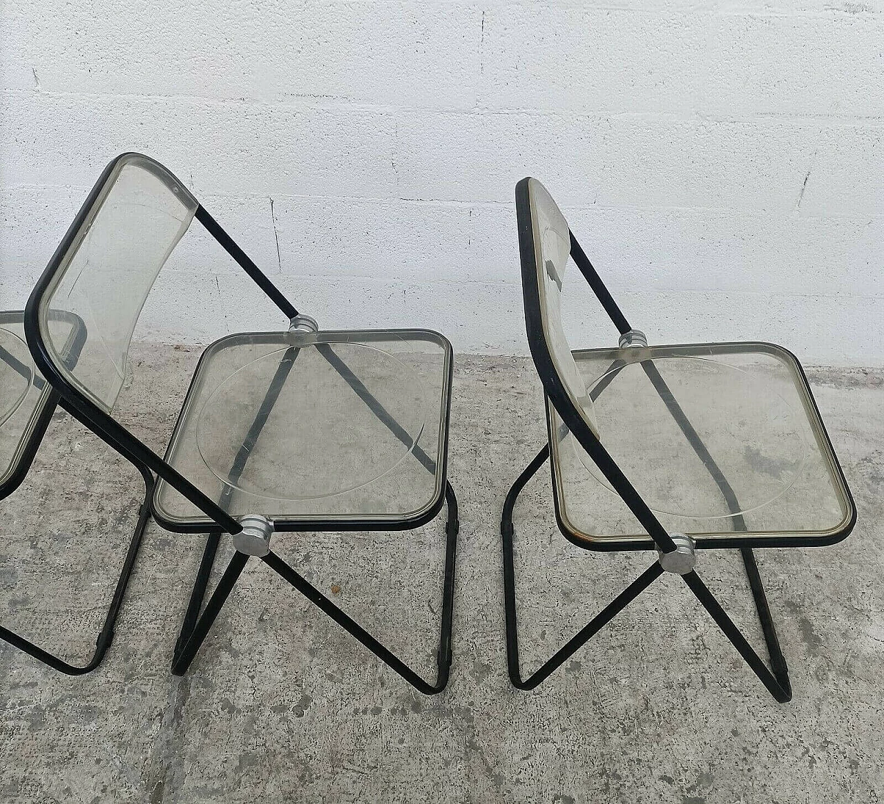 4 Plia folding chairs in metal and plastic by Giancarlo Piretti for Anonima Castelli, 70s 1310141