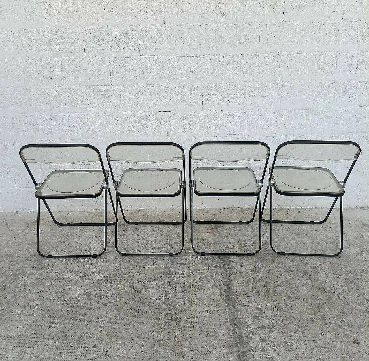 4 Plia folding chairs in metal and plastic by Giancarlo Piretti for Anonima Castelli, 70s 1310142