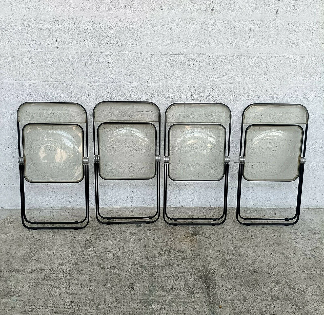 4 Plia folding chairs in metal and plastic by Giancarlo Piretti for Anonima Castelli, 70s 1310143