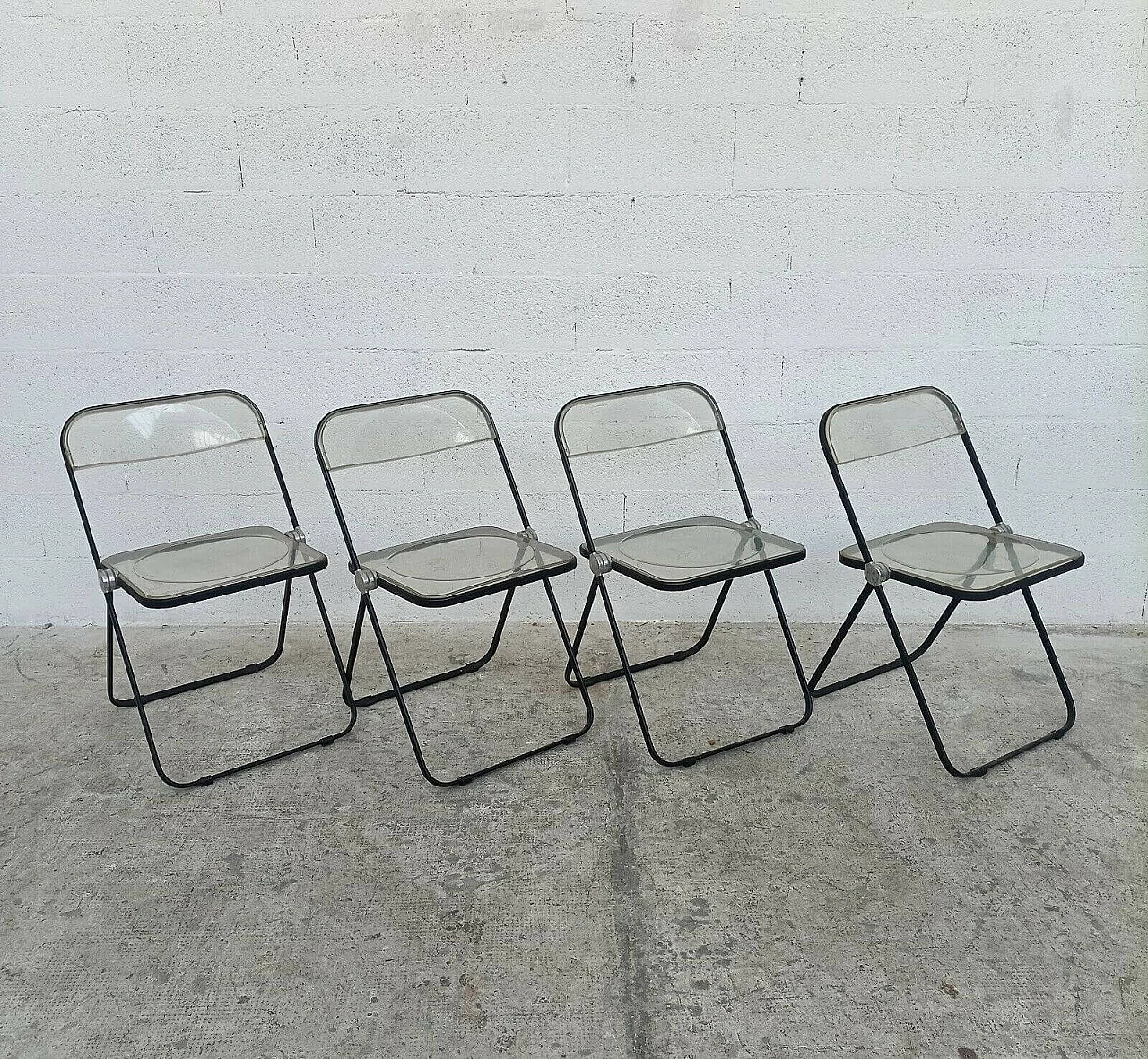 4 Plia folding chairs in metal and plastic by Giancarlo Piretti for Anonima Castelli, 70s 1310145