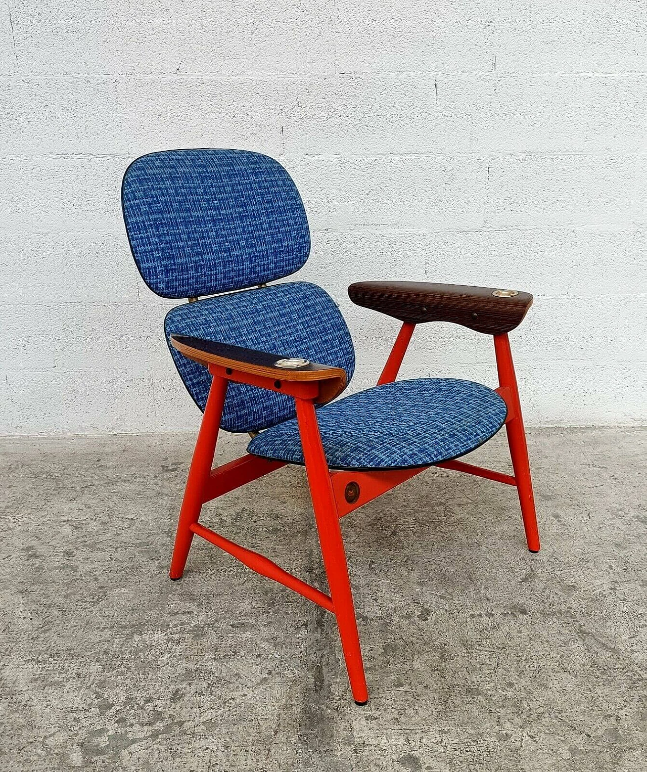 Pair of chairs, sofa and coffee table in wood and fabric by Marco Zanuso for Poltronova, 60s 1310188