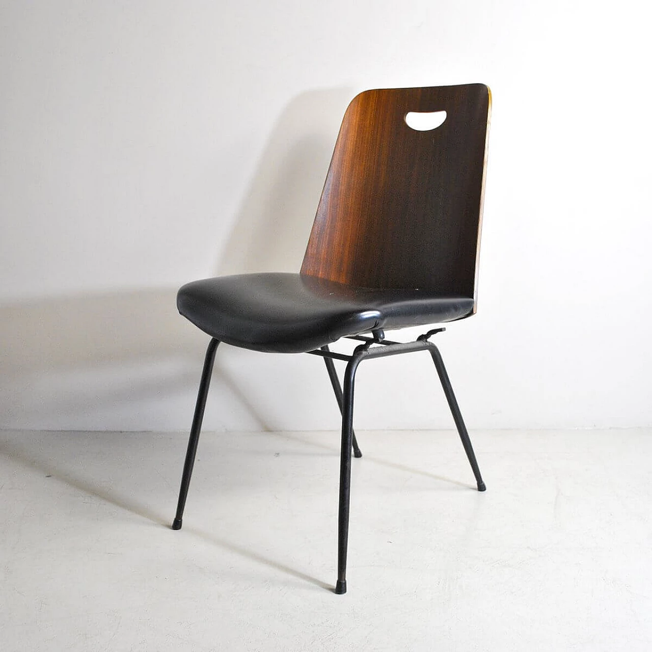 Du 22 chair in iron, leatherette and walnut by Gastone Rinaldi for Rima, 50s 1310309