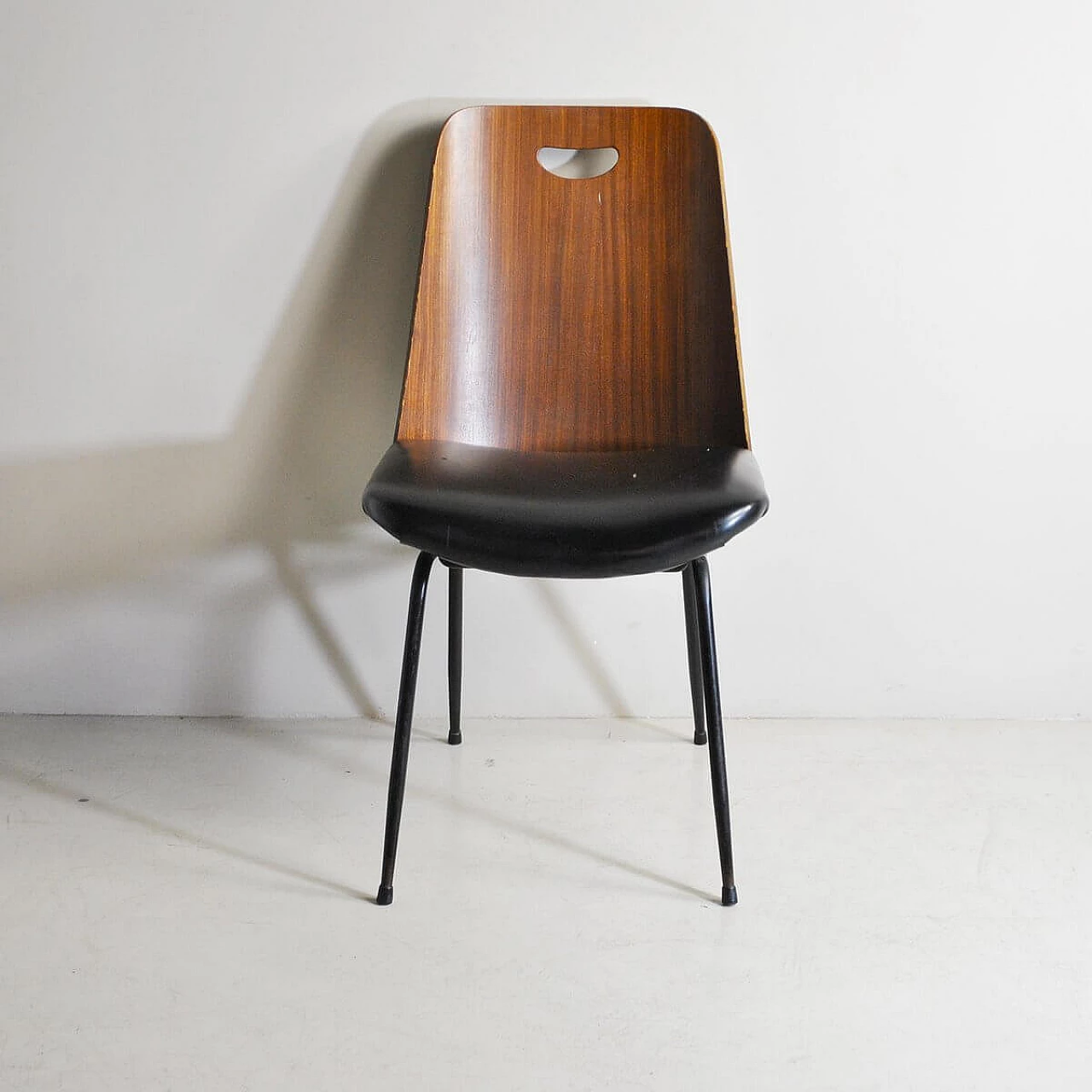 Du 22 chair in iron, leatherette and walnut by Gastone Rinaldi for Rima, 50s 1310310