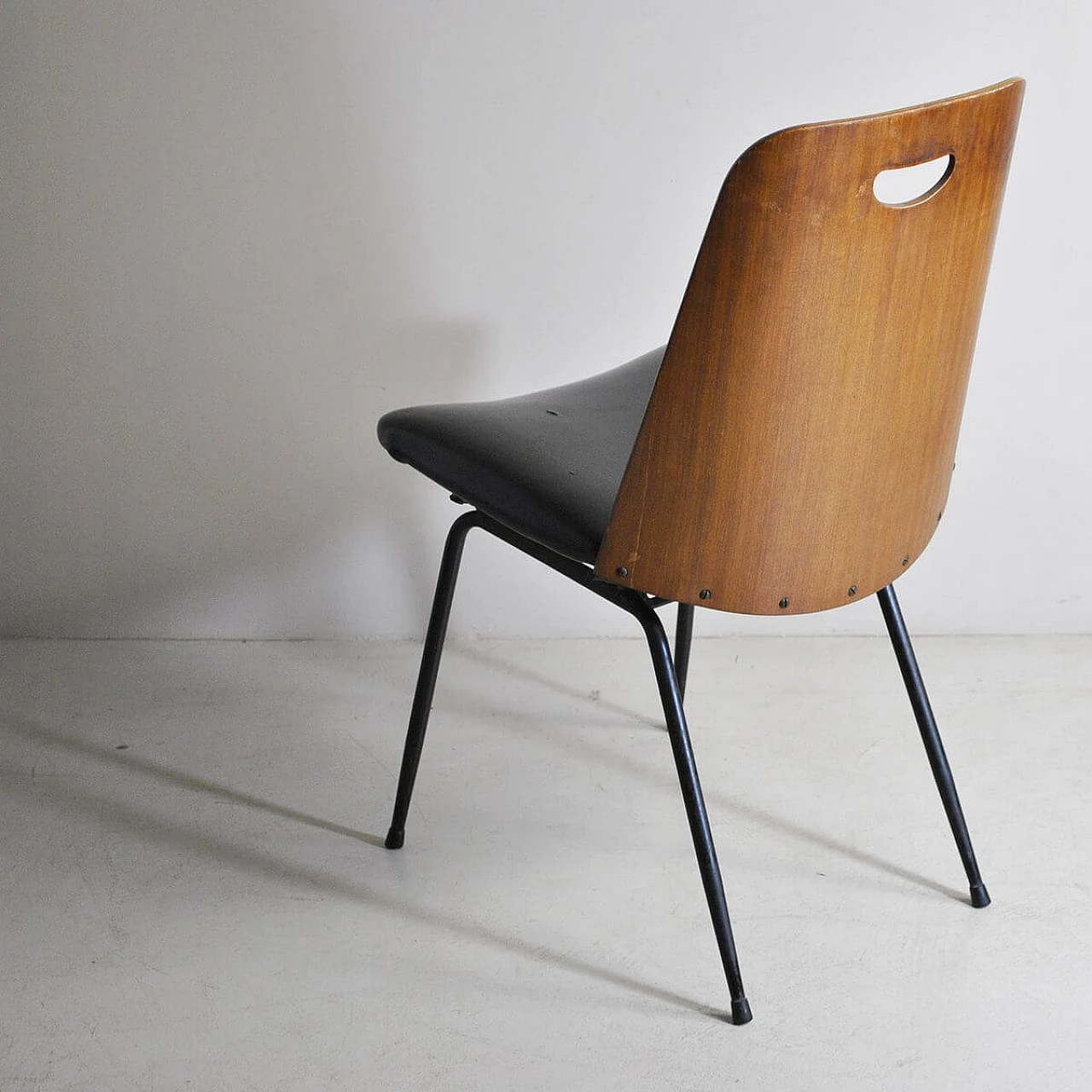 Du 22 chair in iron, leatherette and walnut by Gastone Rinaldi for Rima, 50s 1310312