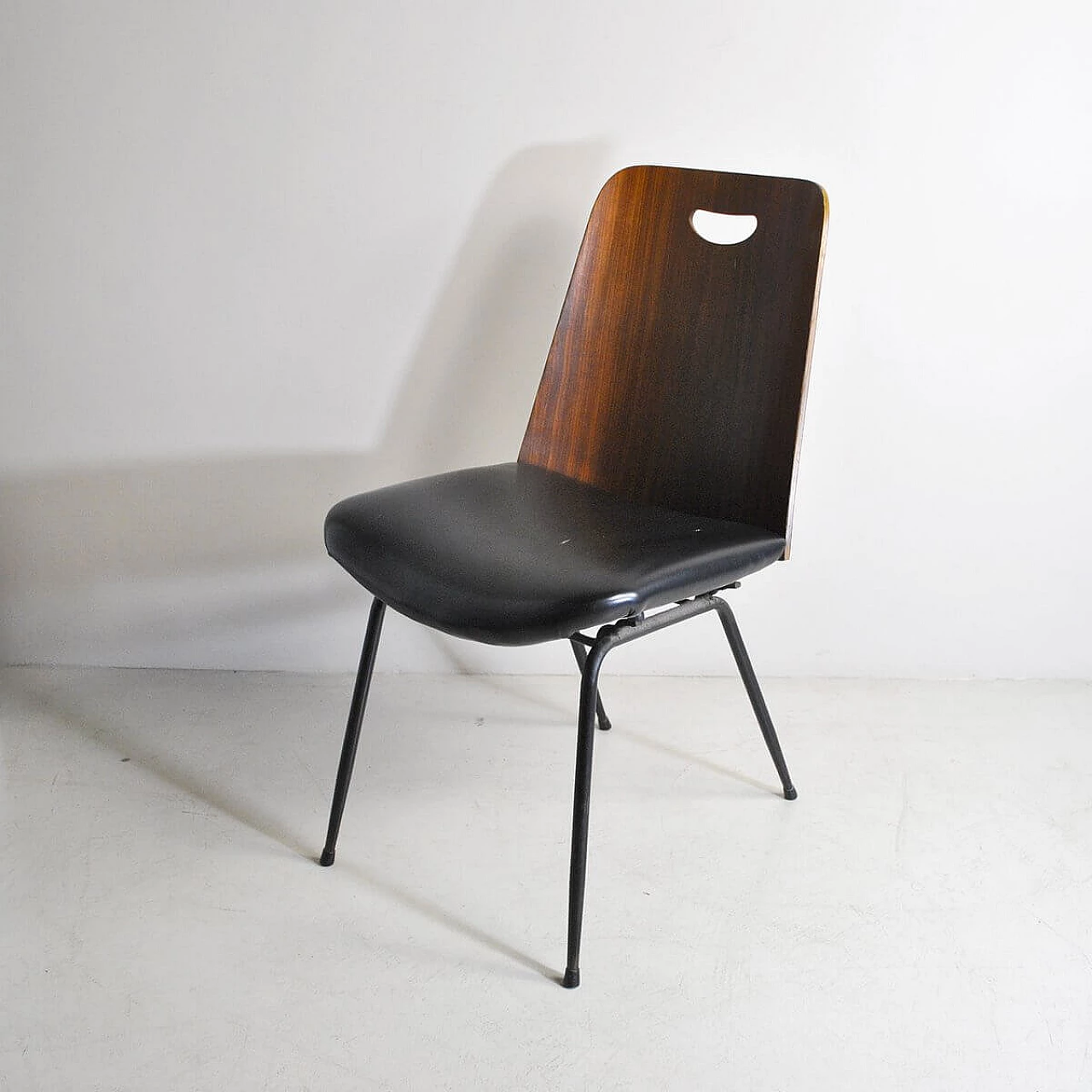 Du 22 chair in iron, leatherette and walnut by Gastone Rinaldi for Rima, 50s 1310313