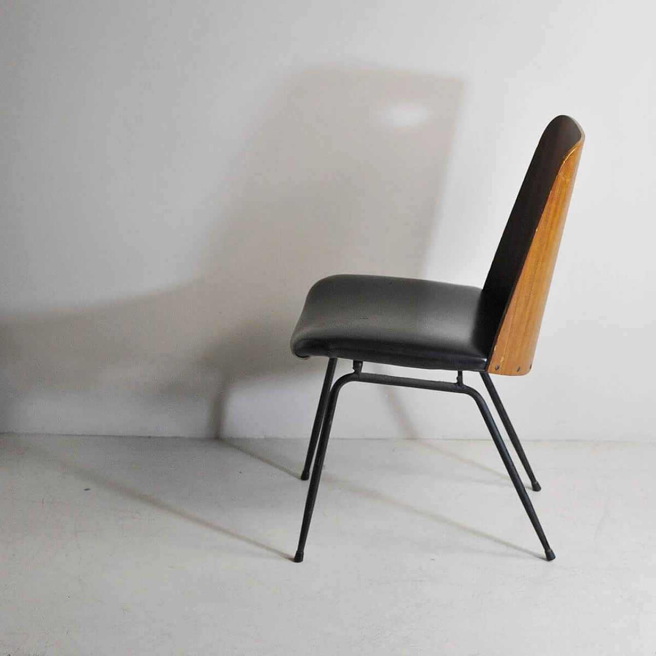 Du 22 chair in iron, leatherette and walnut by Gastone Rinaldi for Rima, 50s 1310314
