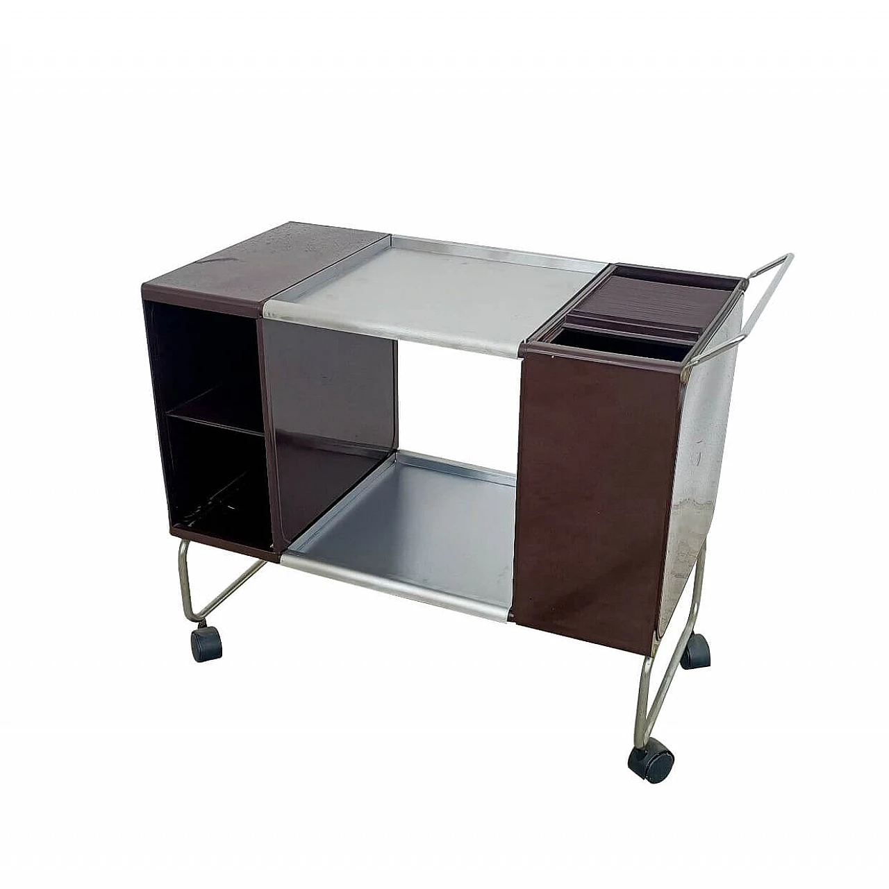 Square trolley in plastic and chromed metal by Joe Colombo for Elco, 70s 1310365