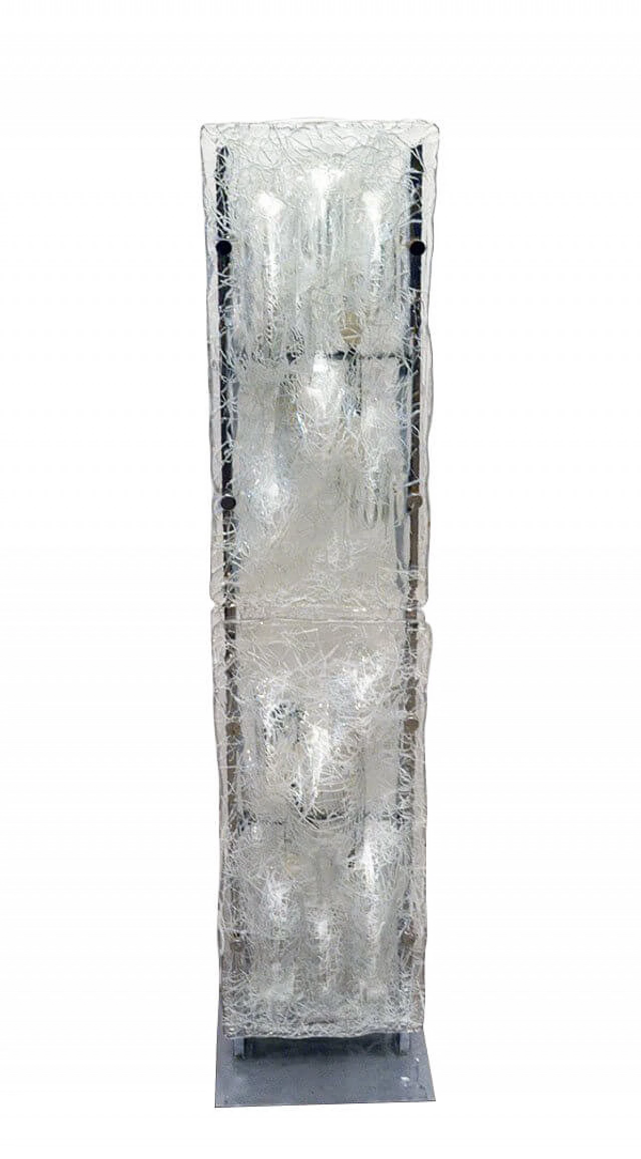 Lampada da terra in metallo cromato e vetro di Murano di Toni Zuccheri per Mazzaga, anni '70 1310450
