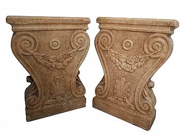 2 Verona red marble table bases, early 20th century