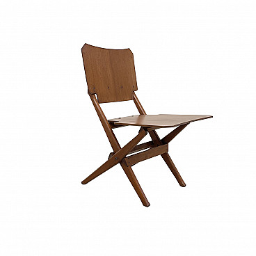 Folding chair in wood by Franco Albini for Poggi, 50s