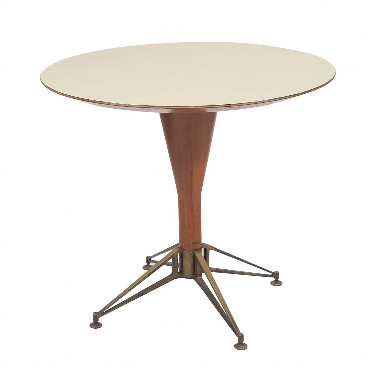 Round table in brass and laminate, 50s 1310525