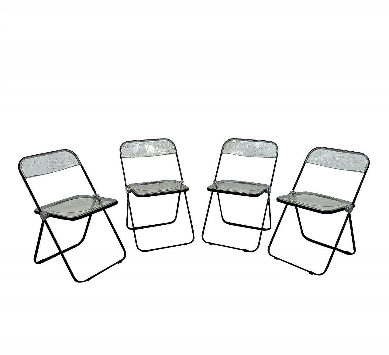 4 Plia folding chairs in metal and plastic by Giancarlo Piretti for Anonima Castelli, 70s 1310529